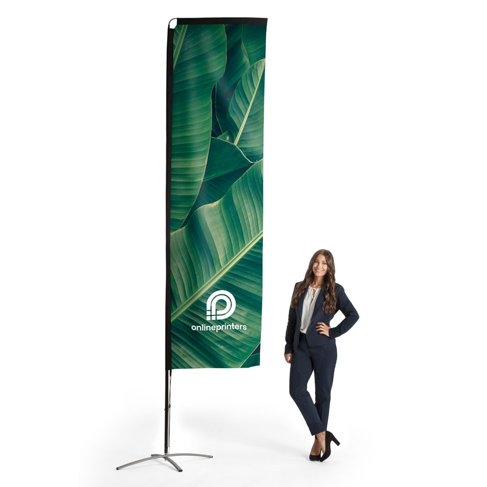 Drapeau Squareflag publicitaire | 78 x 357 cm | Tissu polyester Polyglans Eco de 115 g/m²