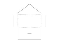 Enveloppe cadeau avec rabat de fermeture et quatre rabats pliants.