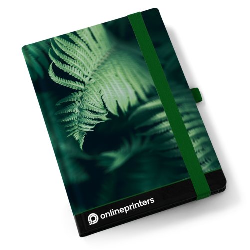 Carnet avec fermeture  lastique et marque-page ruban.
