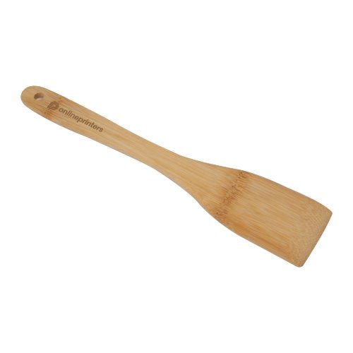 Cuillre de cuisine en bambou clair avec trou de suspension.