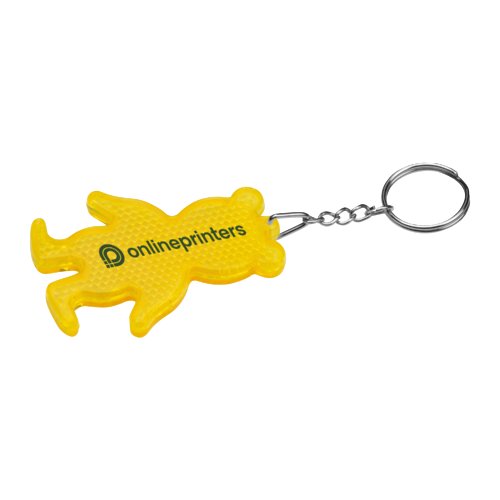 Porte-cls ours jaune en plastique avec anneau mtallique.