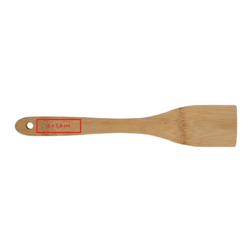 Spatule de cuisine en bambou bois clair avec trou de suspension.