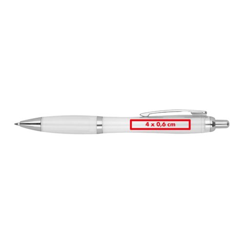 Stylo  bille recycl blanc avec clip et mcanisme  bouton-poussoir.