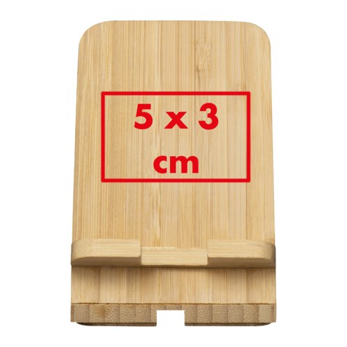 Support couleur bambou pour appareils mobiles avec encoche pour cble de charge.