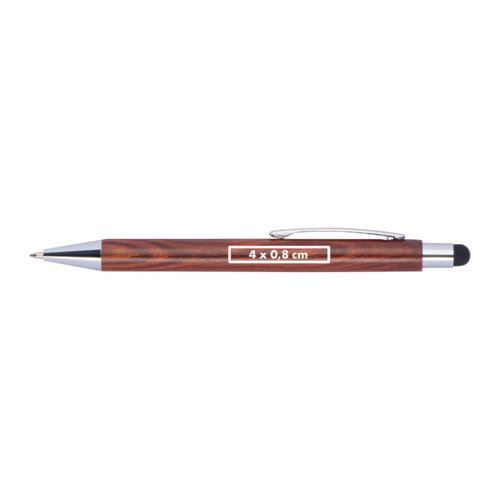Stylo  bille en bois avec fonction tactile et clip.