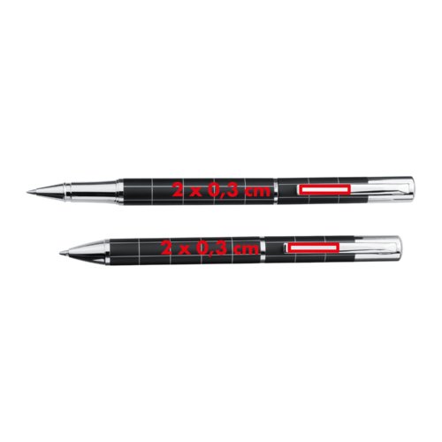 Set d'criture en mtal avec stylo  bille et roller dans une bote.