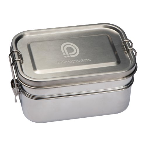 Bote  lunch argente en acier inoxydable avec fermeture  clip.