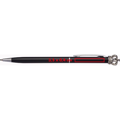 Stylo  bille en mtal noir avec clip et couronne.