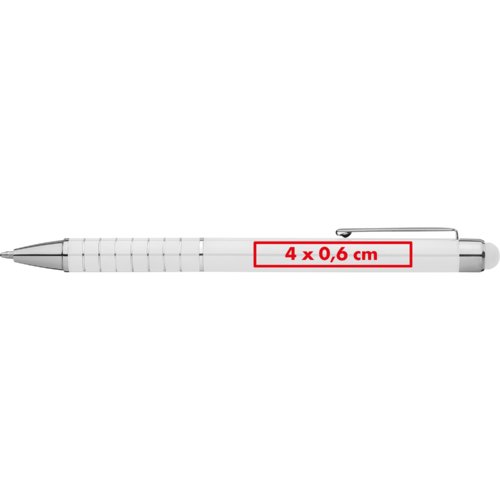 Stylo  bille blanc avec stylet tactile et clip.