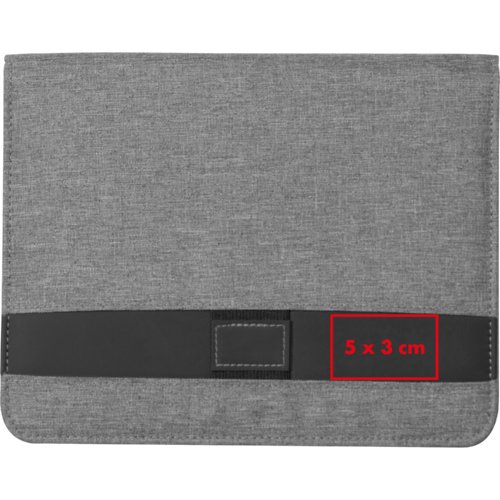 Chemise d'criture grise avec passant pour stylo et fermeture magntique.