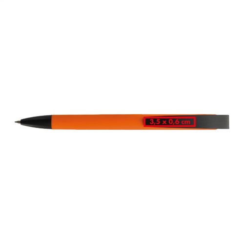 Stylo  bille orange en plastique avec clip.