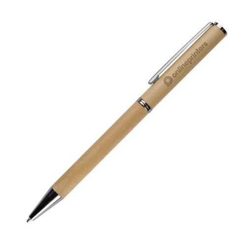 Stylo  bille en bois avec clip et mcanisme  pression.