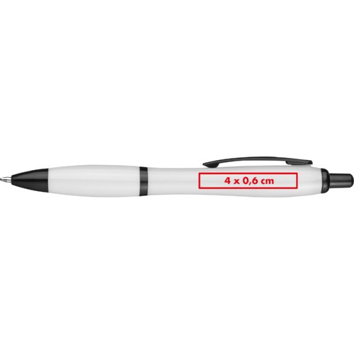 Stylo  bille blanc avec clip et bouton poussoir.