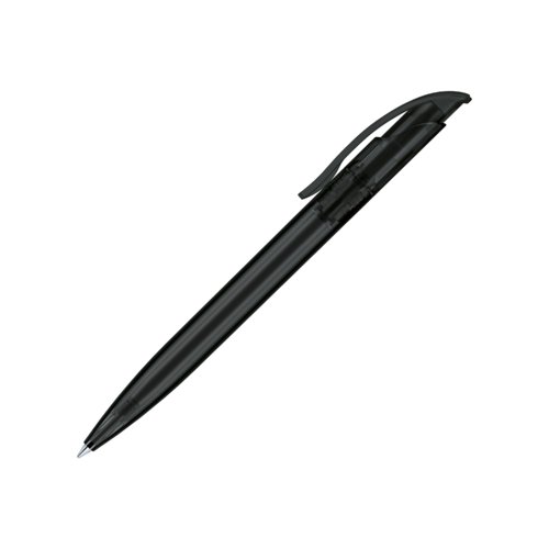 Stylo � bille noir en plastique avec bouton-poussoir et clip.
