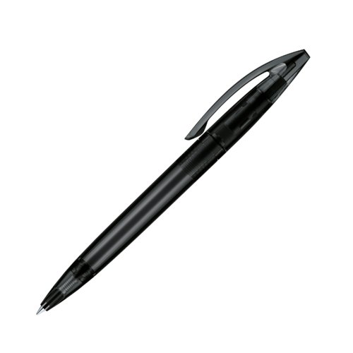 Stylo � bille rotatif noir en plastique avec clip.
