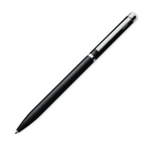 Stylo  bille en mtal noir  motif, clip et mcanisme  poussoir.