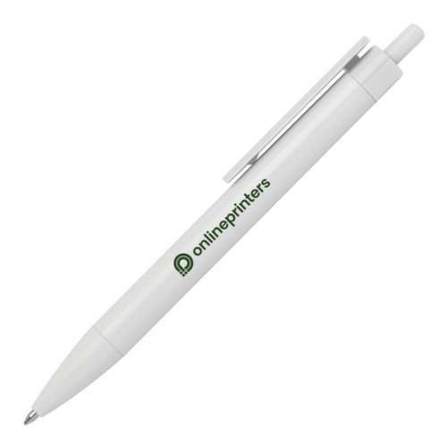 Stylo  bille blanc avec clip et mcanisme  pression.