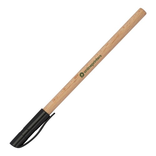 Stylo  bille en bois avec pointe noire et clip.