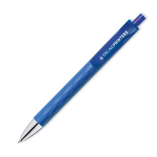 Stylo  bille bleu avec clip et mcanisme  bouton-poussoir.