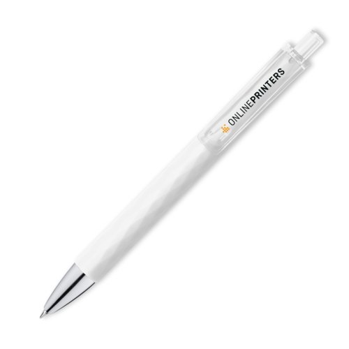 Stylo  bille blanc avec clip et mcanisme  pression.