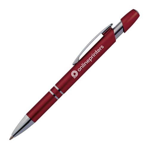 Stylo  bille rouge en mtal avec clip et bouton-poussoir.