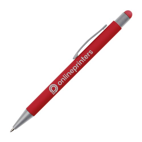 Stylet rouge en plastique avec clip et encre.