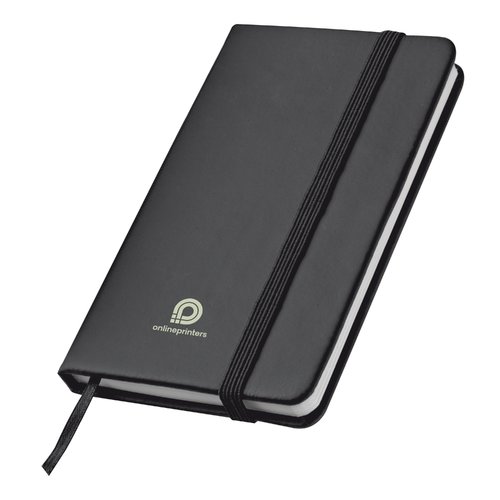 Carnet noir avec lastique et marque-page ruban.