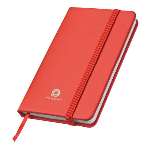Carnet rouge avec fermeture  lastique et marque-page ruban.