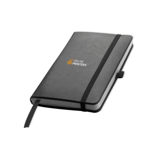 Carnet noir avec fermeture �lastique et marque-page ruban.