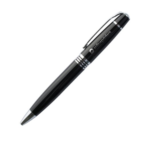 Stylo  bille rotatif en mtal noir avec clip.