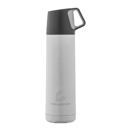 Bouteille isotherme blanche en acier inoxydable avec bouchon  vis.