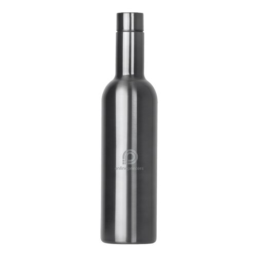 Bouteille thermos grise en mtal avec bouchon  vis.