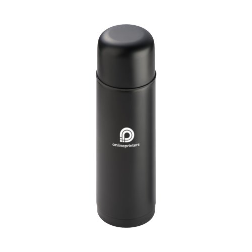 Bouteille thermos noire en mtal avec bouchon  vis.