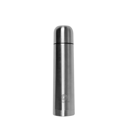 Bouteille isotherme grise en acier inoxydable avec bouchon  vis.