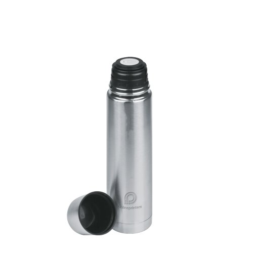 Bouteille isotherme argente en acier inoxydable avec bouchon  vis.