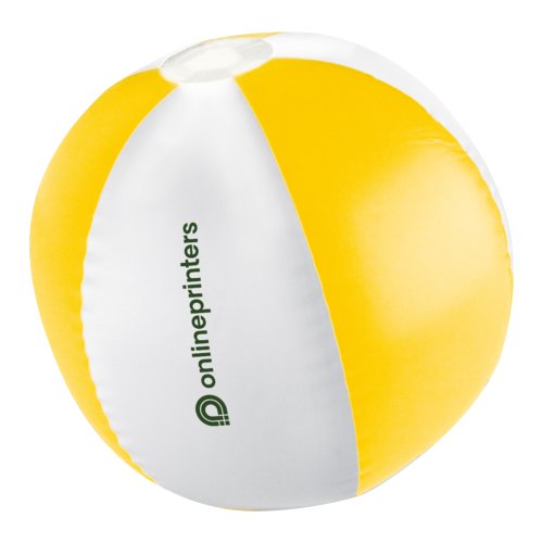 Ballon de plage jaune en plastique, bicolore.