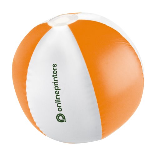 Ballon de plage orange en plastique, bicolore.
