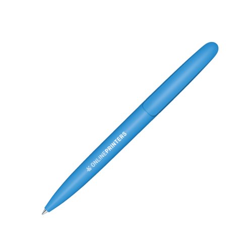Stylo  bille en plastique bleu avec mcanisme rotatif.