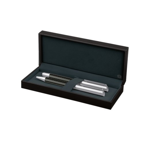 Parure de stylos senator® Carbon Line composée d’un stylo à bille et d’un stylo plume avec étui 2