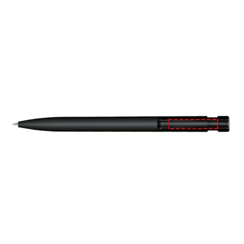 Stylo  bille noir avec mcanisme  poussoir et finition douce au toucher.