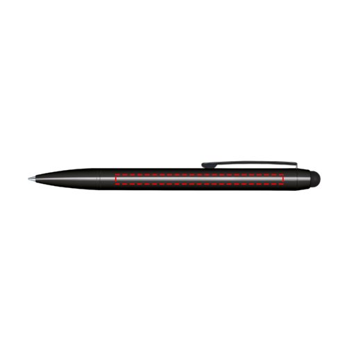 Stylo  bille noir avec mcanisme rotatif et stylet pour cran tactile.