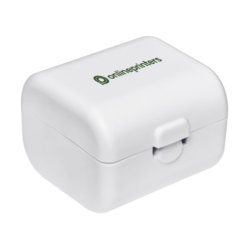 Adaptateur de voyage blanc avec mcanisme de pliage.