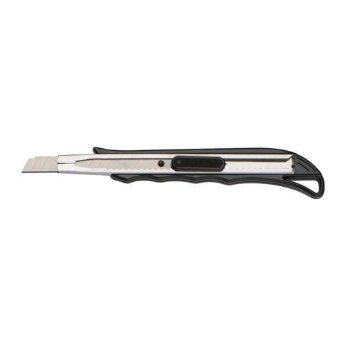 Cutter de scurit noir avec lame rtractable.
