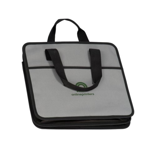 Sac de coffre gris avec poignes et compartiments.