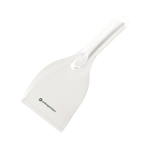 Grattoir  glace blanc en plastique avec poigne.