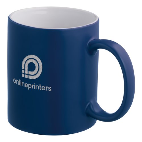 Tasse en cramique bleue avec anse.