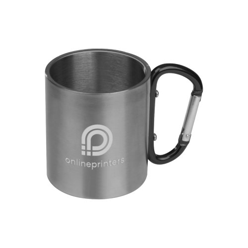 Tasse en mtal noire avec poigne mousqueton.