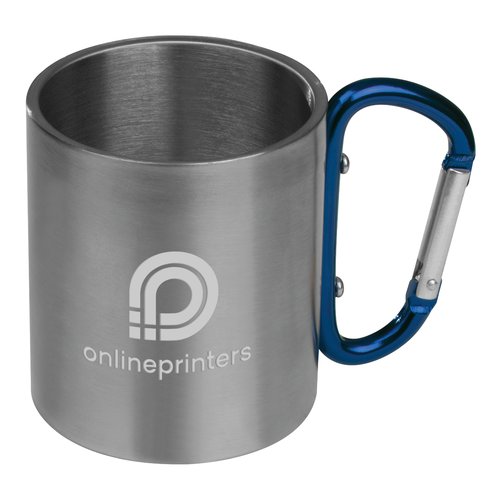 Tasse en mtal bleu avec poigne mousqueton.