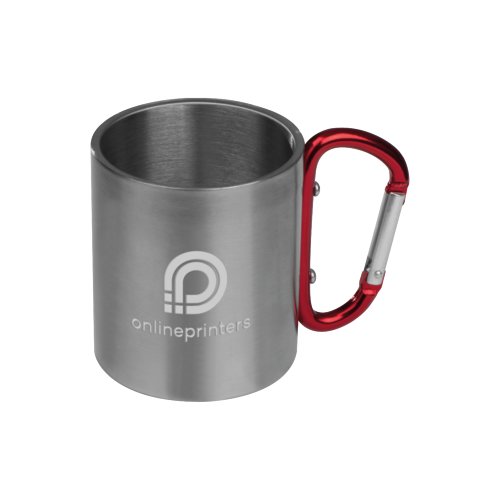Tasse en mtal rouge avec poigne mousqueton.