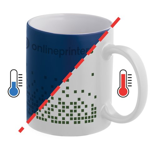 Tasse en cramique bleue,  couleur changeante avec anse.